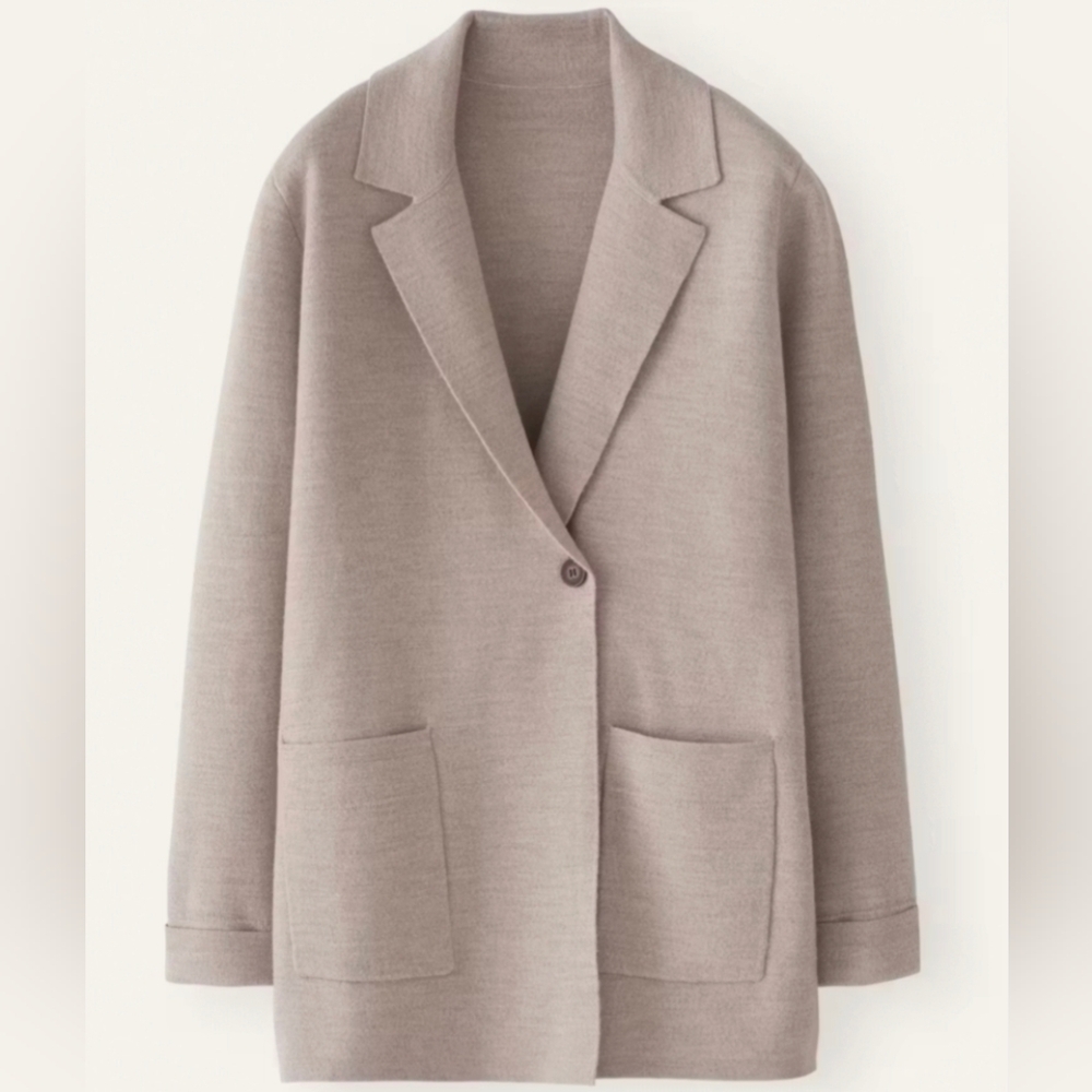 Poetry Fashion Knitted Merino Blazer Soft Taupe UK 10 NWT